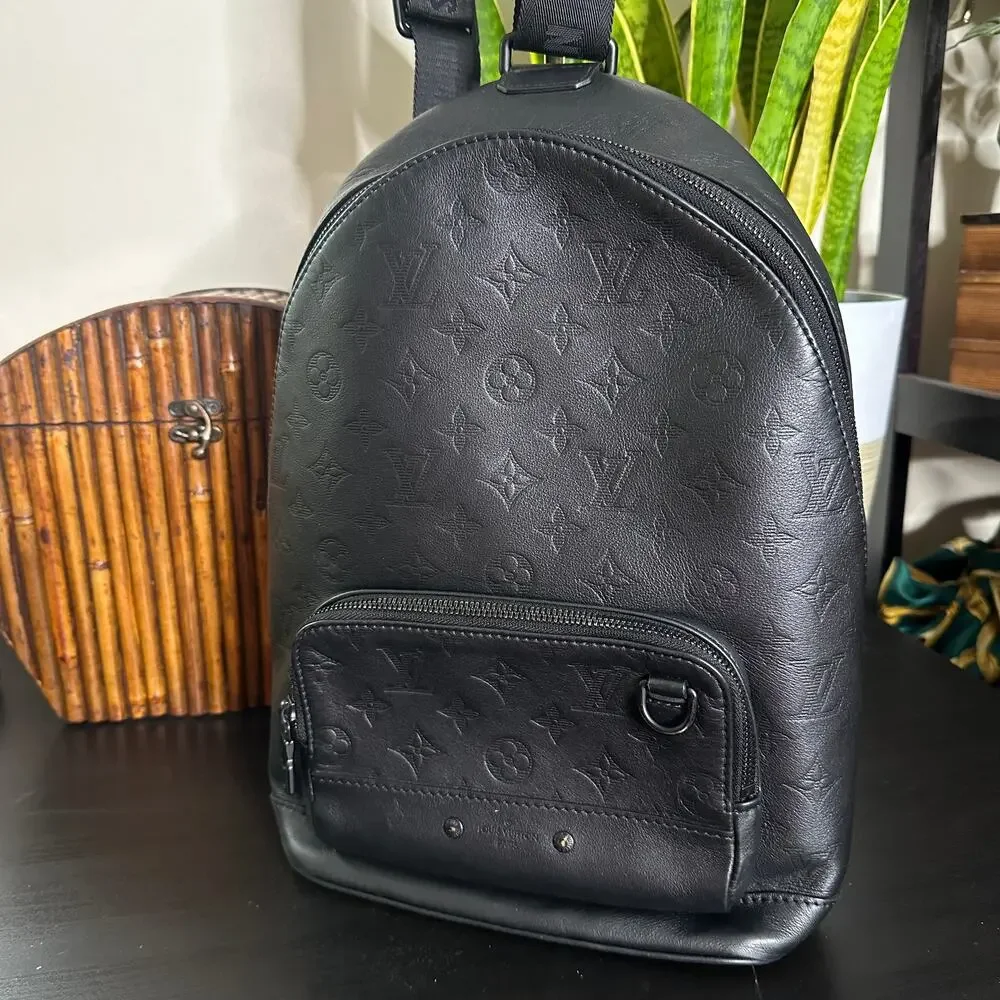 LOUIS VUITTON Racer Slingbag Backpack Monogram Shadow Leather Black
